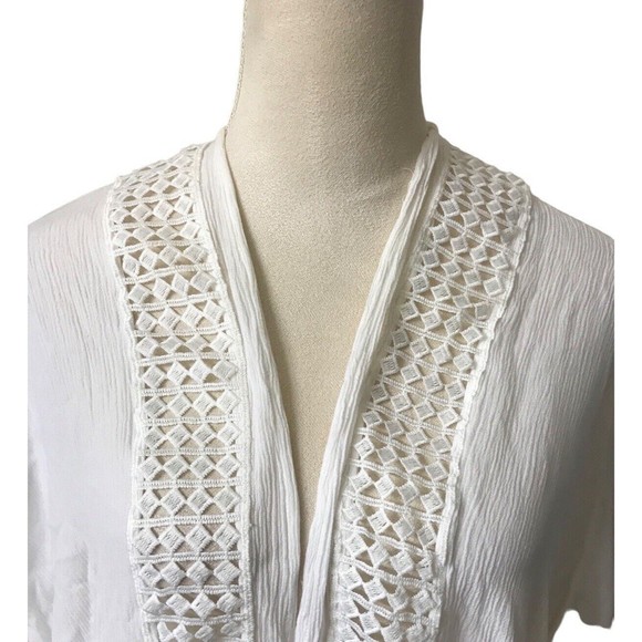 Nordstrom Women's One Size Ivory Crochet Poncho Open Cardigan Lightweight Sz OS - Picture 2 of 9